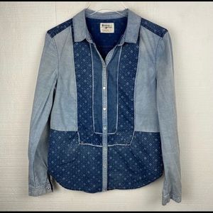 Holding Horses Button Down Shirt 6 Anthropologie Blue Pearl